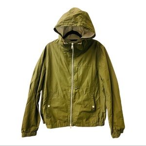 J. Crew Mens Casual Jacket w/ Hood. Sz: L / Olive Green. Cotton/ Nylon.